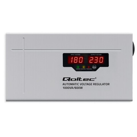 Qoltec Automatyczny stabilizator napięcia AVR 1000VA 3% | Compact | Toroidalny transformator