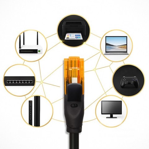 Qoltec Kabel patchcord UTP | kat.6 | 2 x RJ-45 | High speed 1Gb/s | Pozłacane styki | 15m | Czarny