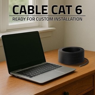 Qoltec Kabel patchcord sieciowy skrętka UTP | CAT6 | High speed 1Gb/s | LAN | 50m | Czarny