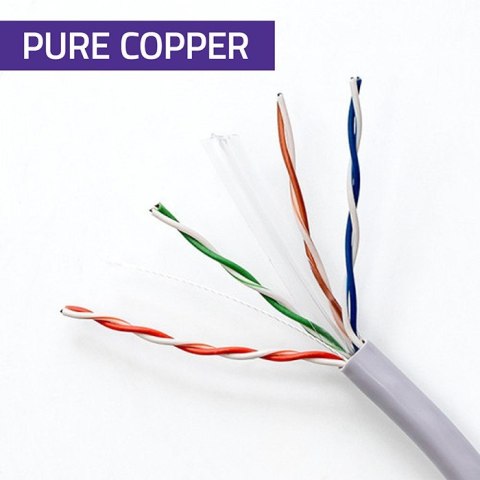 Qoltec Kabel patchcord sieciowy skrętka UTP | Miedziany Cu | CAT6 | Highspeed 1Gb/s | LAN | 50m | Szary