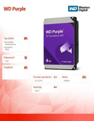 Western Digital Dysk HDD Purple 4TB 3,5' WD44PURZ