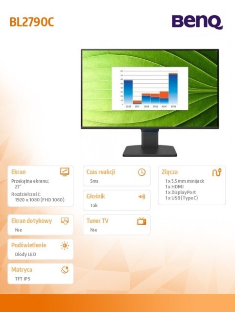 Benq Monitor 27 cali BL2790C LED 5ms/IPS/HDMI/144Hz