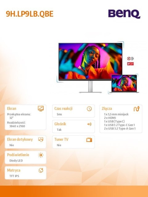 Benq Monitor 31.5 cala MA320UP 4K 5ms/IPS/USB/HDMI/Biały