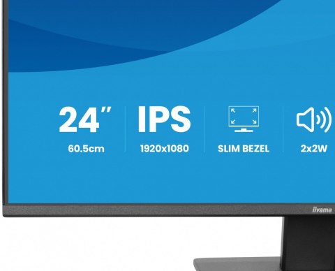 IIYAMA Monitor 24 cale X2493HSU-B1 IPS,FHD,HDMI,DP,120Hz, 1500:1, 2xUSB, 350cd, cienka ramka z 4 stron