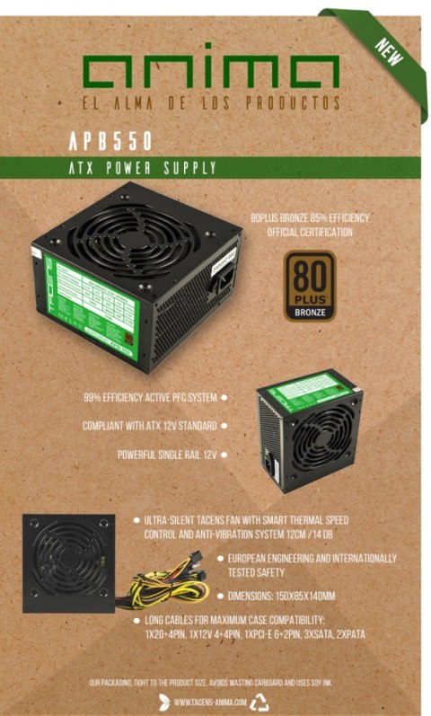 TACENS Zasilacz APB550B 80+ Bronze