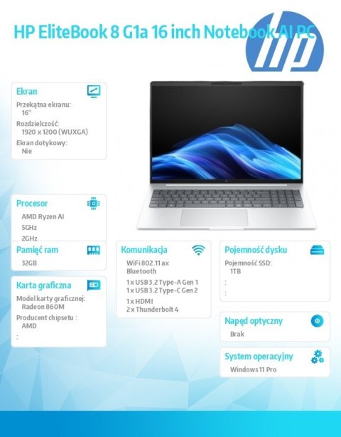 HP Inc. Laptop EliteBook 8 G1a RAIP350 1TB/32GB/W11P/16.0 C51HDET