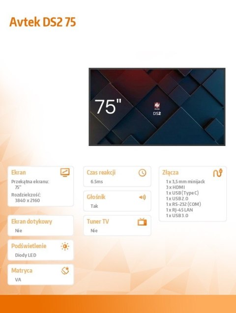 Avtek Monitor informacyjny DS2 75 cali