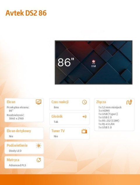 Avtek Monitor informacyjny DS2 86 cali