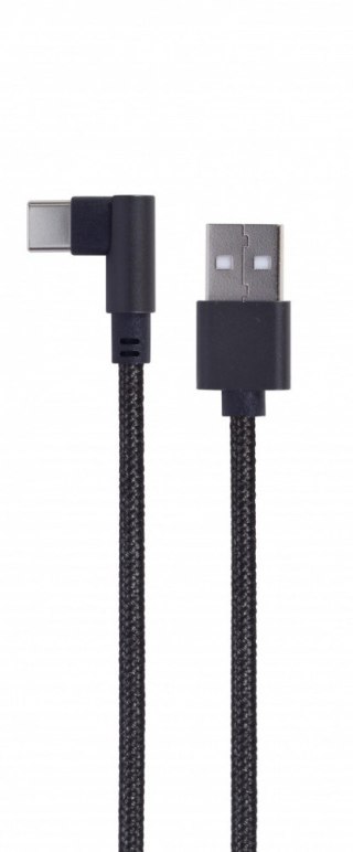 Gembird Kabel USB typu C kątowy w oplocie tekstylnym, 0.2m czarny