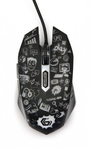 Gembird Mysz optyczna LED, 6-przyciskowa, USB, czarna