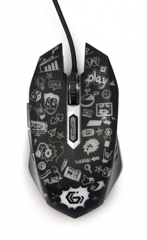 Gembird Mysz optyczna LED, 6-przyciskowa, USB, czarna