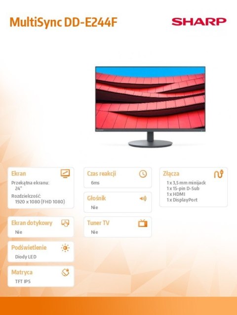 Sharp Monitor MultiSync DD-E244F 24 cale czarny