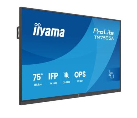IIYAMA Monitor 75 cali TN7505A-B1AG IPS,4K,40pkt,500cd,nonOS,1200:1,5ms, DeepContrast-IR+, 1xVGA,2xHDMI,DP,USB-C(PD65W),2xRJ45,2x20W