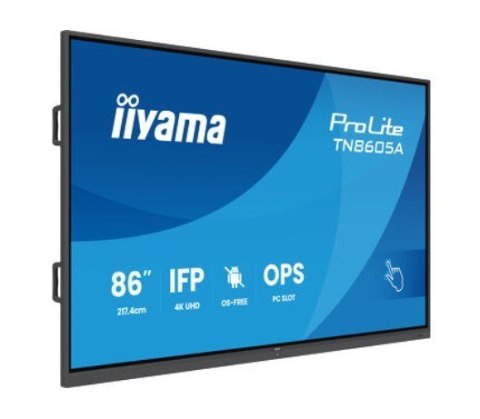 IIYAMA Monitor 86 cali TN8605A-B1AG IPS,4K,40pkt,500cd,nonOS,1200:1,5ms, DeepContrast-IR+, 1xVGA,2xHDMI,DP,USB-C(PD65W),2xRJ45,2x20W