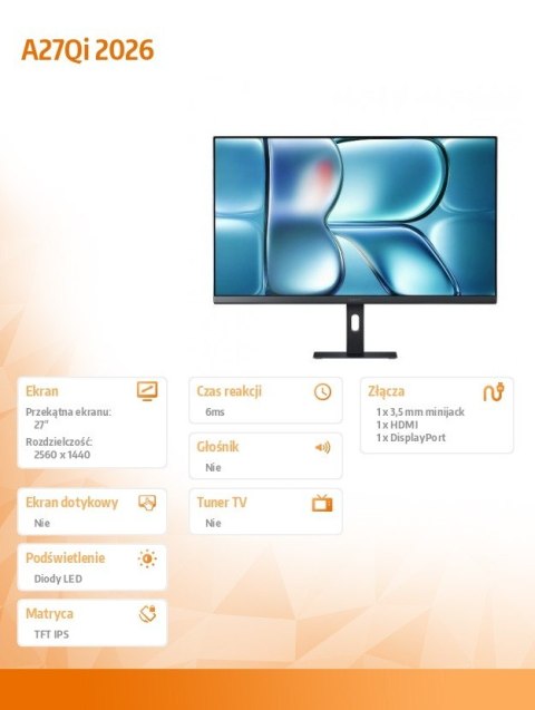 XIAOMI Monitor 27 cali A27Qi 2026 2K
