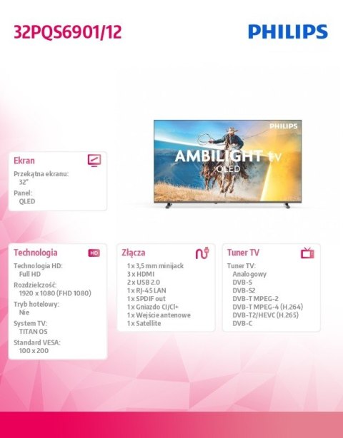 Philips Telewizor QLED 32 cale 32PQS6901/12