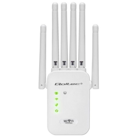 Qoltec Wzmacniacz syganłu WiFi 5 | Repeater | Access Point | AC1200 Mb/s| 6 anten | 2xRJ45 | 128MB