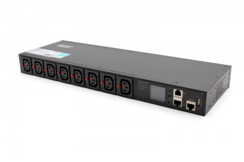 Digitus Listwa zasilająca SMART PDU 1U, gniazdo zasilające IEC320 C20 16A/250V, gniazda 8x C13, 16A