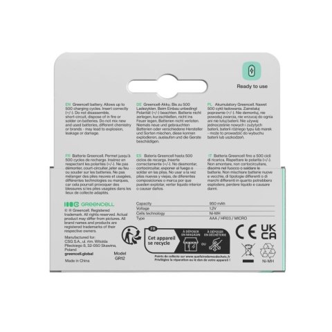 Green Cell Akumulatorki paluszki 16xAAA HR03 950mAh