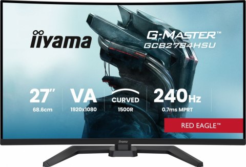IIYAMA Monitor 27 cali GCB2784HSU-B1 FHD, 0.7ms, VA, 1500R, 240Hz, 2xHDMI, DP, 2xUSB, FreeSync Premium -1920x1080 (48-240Hz), HDR10, 2x