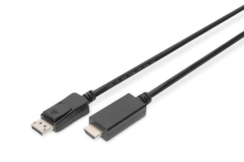 Digitus Kabel adapter DisplayPort 1.2 z zatrzaskiem 4K 60Hz UHD Typ DP/HDMI A M/M 1m czarny