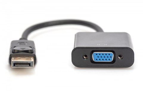 Digitus Kabel adapter Displayport z zatrzaskiem 1080p 60Hz FHD Typ DP/DSUB15 M/Ż 0,15m czarny