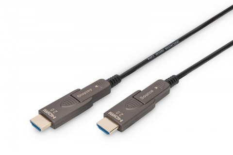 Digitus Kabel hybrydowy AOC HDMI 2.0 Premium High Speed Ethernet 4K60Hz UHD HDMI D/A HDMI D/A M/M z odłączanym wtykiem, 30m, czarny