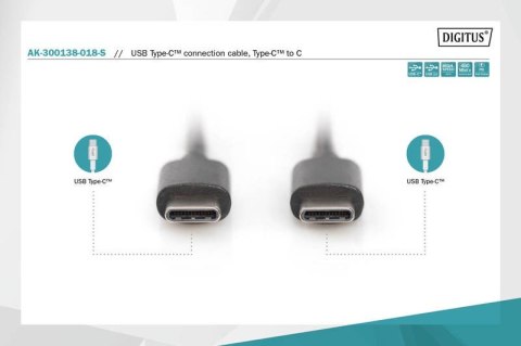 Digitus Kabel połączeniowy USB 2.0 HighSpeed Typ USB C/USB C M/M 1,8m Czarny