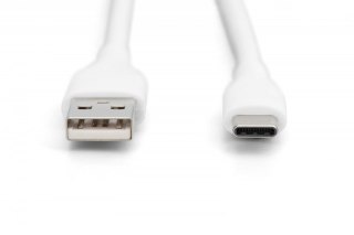 Digitus Kabel połączeniowy silikonowy USB-A - USB-C, USB 2.0 60W, 2m Biały