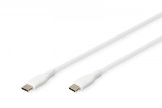 Digitus Kabel połączeniowy silikonowy USB-C - USB-C, USB 2.0 60W, 2m Biały
