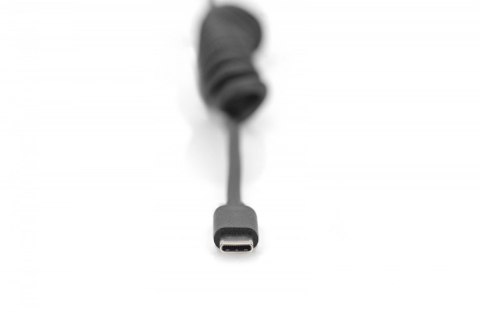Digitus Kabel spiralny USB A/USB C, USB 2.0, PD 60W, max. 1m czarny