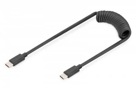 Digitus Kabel spiralny USB C/USB C, USB 2.0, PD 60W, max. 1m czarny