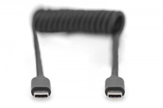 Digitus Kabel spiralny USB C/USB C, USB 2.0, PD 60W, max. 1m czarny