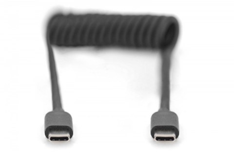 Digitus Kabel spiralny USB C/USB C, USB 2.0, PD 60W, max. 1m czarny