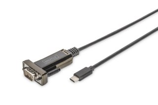 Digitus Kabel adapter USB-C 2.0 męski do RS232 (DB9) męski | chipset FTDI FT232RL | czarny | mocowanie na śruby | 1.0m