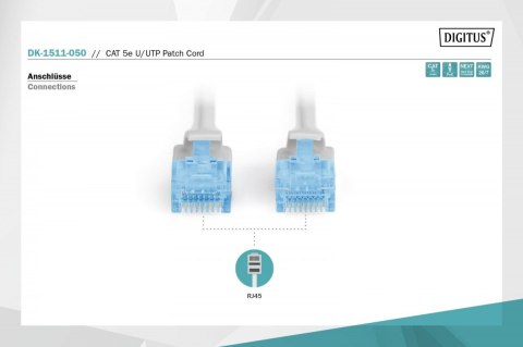 Digitus Kabel krosowy kat.5e UTP, CU, AWG 26/7 5m szary