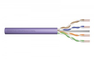 Digitus Kabel teleinformatyczny instalacyjny kat.6, U/UTP, Dca, drut, AWG 23/1, LSOH, 305m, karton, fioletowy