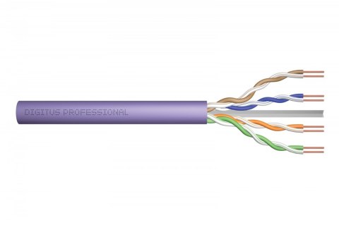 Digitus Kabel teleinformatyczny instalacyjny kat.6, U/UTP, Dca, drut, AWG 23/1, LSOH, 305m, karton, fioletowy