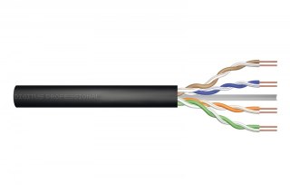 Digitus Kabel teleinformatyczny instalacyjny zewnętrzny żelowany kat.6, U/UTP, Fca, drut, AWG 23/1, PE, 305m, szpula, czarny