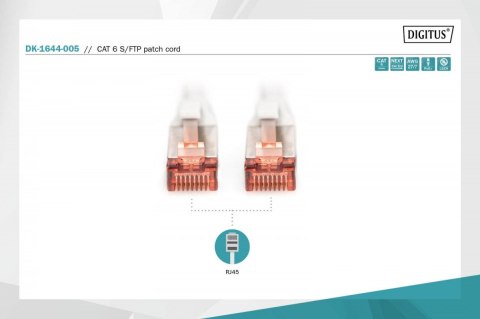 Digitus Patch cord S/FTP kat.6 LS0H 0,5m szary