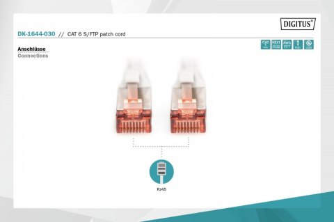Digitus Patch cord S/FTP kat.6 LS0H 3m szary