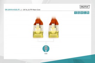 Digitus Patch cord S/FTP kat.6A LSOH 1m czerwony