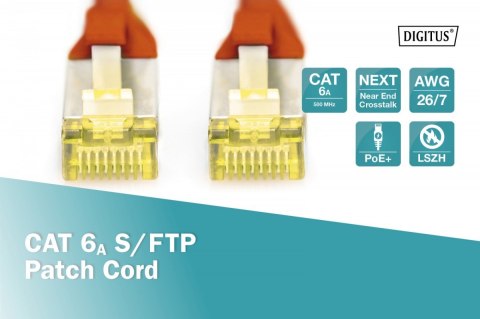 Digitus Patch cord S/FTP kat.6A LSOH 1m czerwony