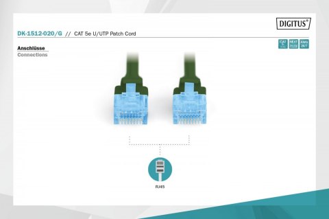 Digitus Patch cord U/UTP kat.5e PVC 2m zielony