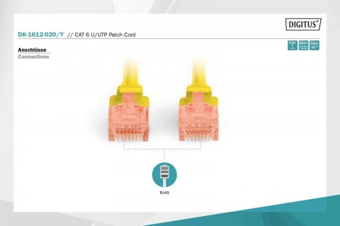 Digitus Patch cord U/UTP kat.6 PVC 2m żółty
