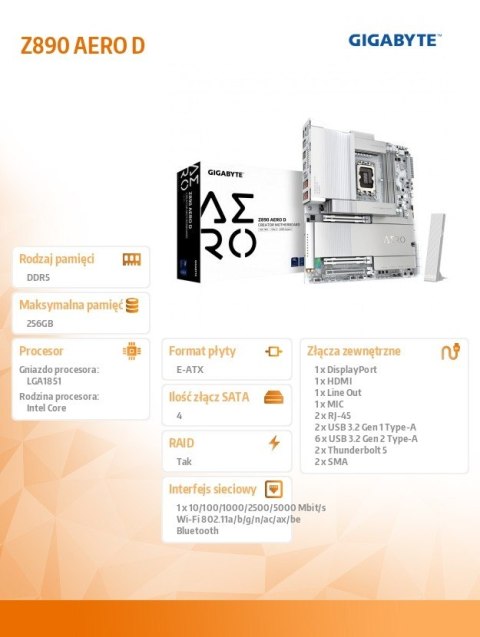 Gigabyte Płyta główna Z890 AERO D 1.0