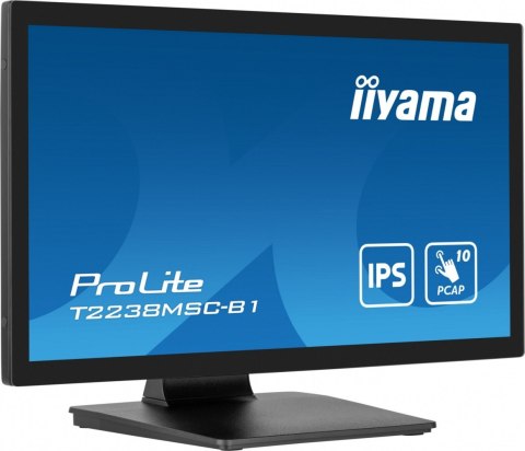 IIYAMA Monitor 22 cale T2238MSC-B1 IPS,FHD,DP,HDMI,2x2W,2xUSB,600(cd/m2), 10pkt.7H,IP1X(FRONT),PION/POZIOM
