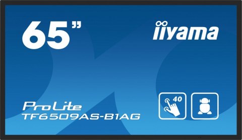 IIYAMA Monitor 65 cali TF6539AS-B1AG,IPS,4K,HDMIx2,DP,RJ45,3xUSB,2x10W, ANDROID,24/7,IP65