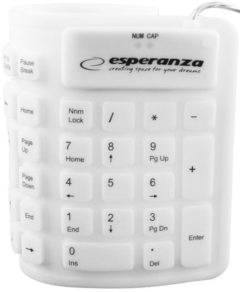 Esperanza KLAWIATURA SILIKONOWA EK126W USB/OTG WODOODPORNA BIAŁA