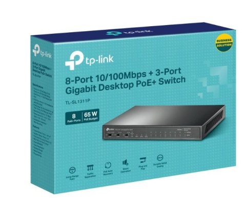 TP-LINK Przełącznik SL1311P 8xFE PoE+ 2xGE 1xSFP